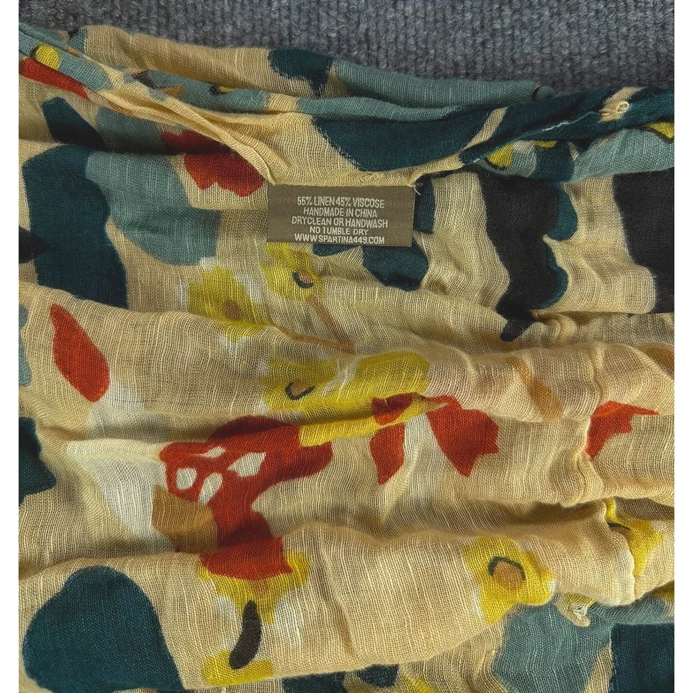 Spartina 449 Infinity Scarf Floral Abstract Linen Viscose Blend Multi Color